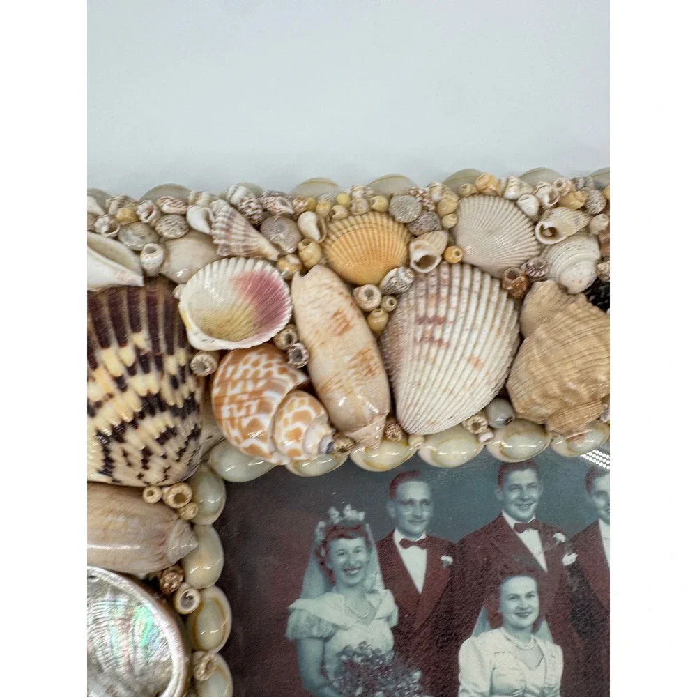Seashell Picture Frame 16x13.5 OS Tan Nautical Coastal Mosaic Beach‎ Summer